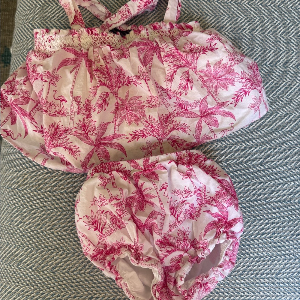 Janie and Jack Pink Tropical Print Diaper Cover Set